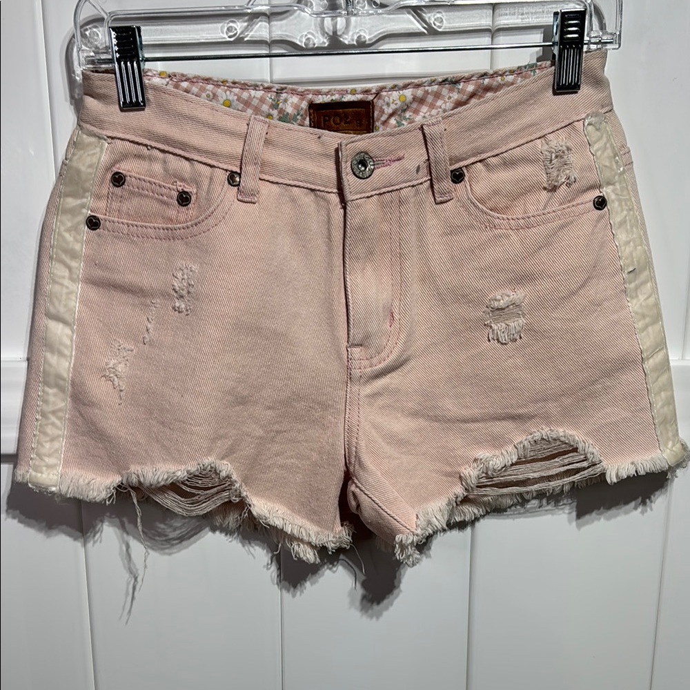 New POL pink distressed shorts